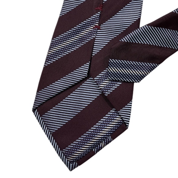 ERMENEGILDO ZEGNA COUTURE Burgundy/Blue Striped Silk LUXURY Tie ITALY - Picture 5 of 5